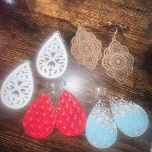 Set of Four Stylish Teardrop Earrings